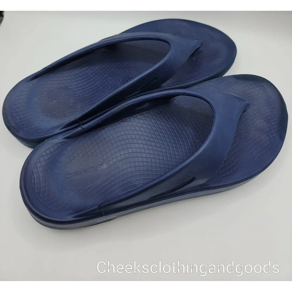 Oofos OOriginal Navy Blue Recovery Thong Sandals Mens 11 Womens 13 EU 44